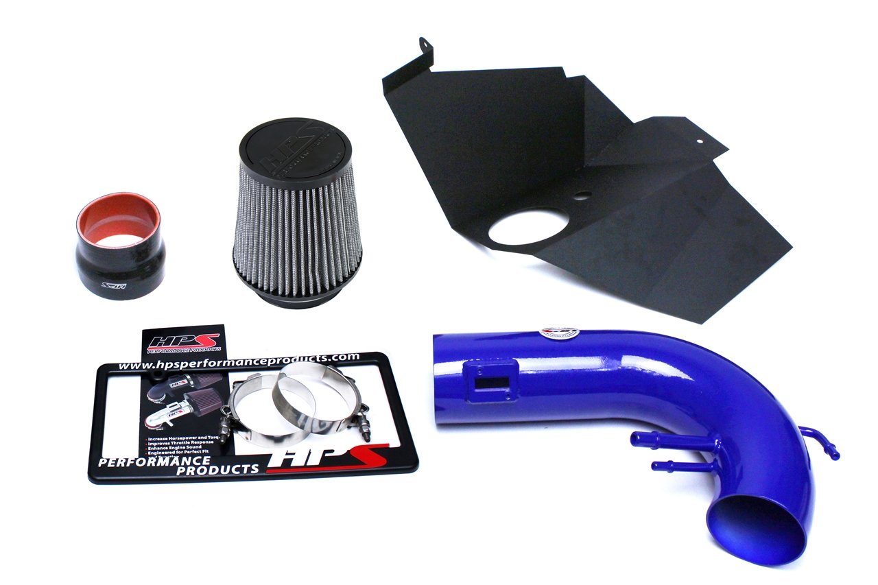 HPS Shortram Air Intake Kit 2015-2017 Ford Mustang GT V8 5.0L, Includes Heat Shield, Blue