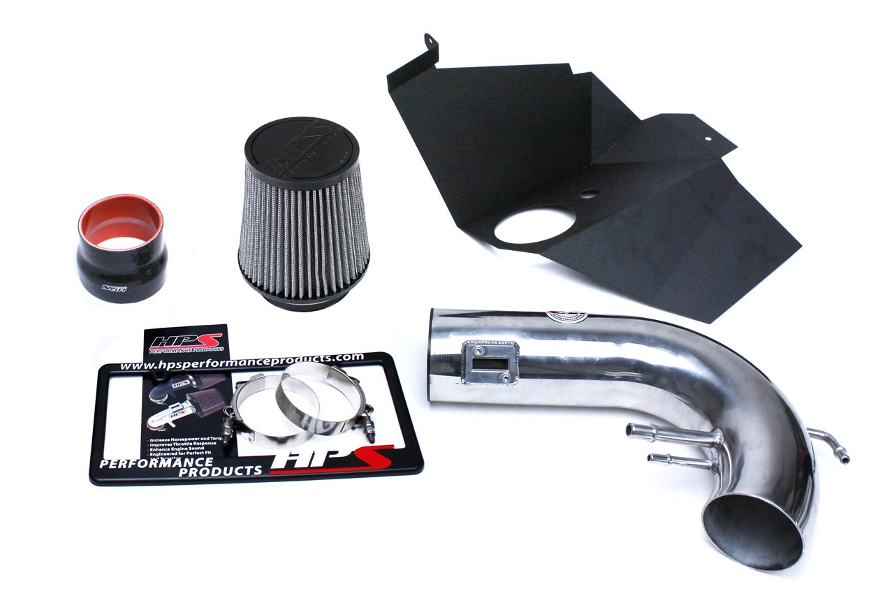 HPS Shortram Air Intake Kit 2015-2017 Ford Mustang GT V8 5.0L, Includes Heat Shield, Polish