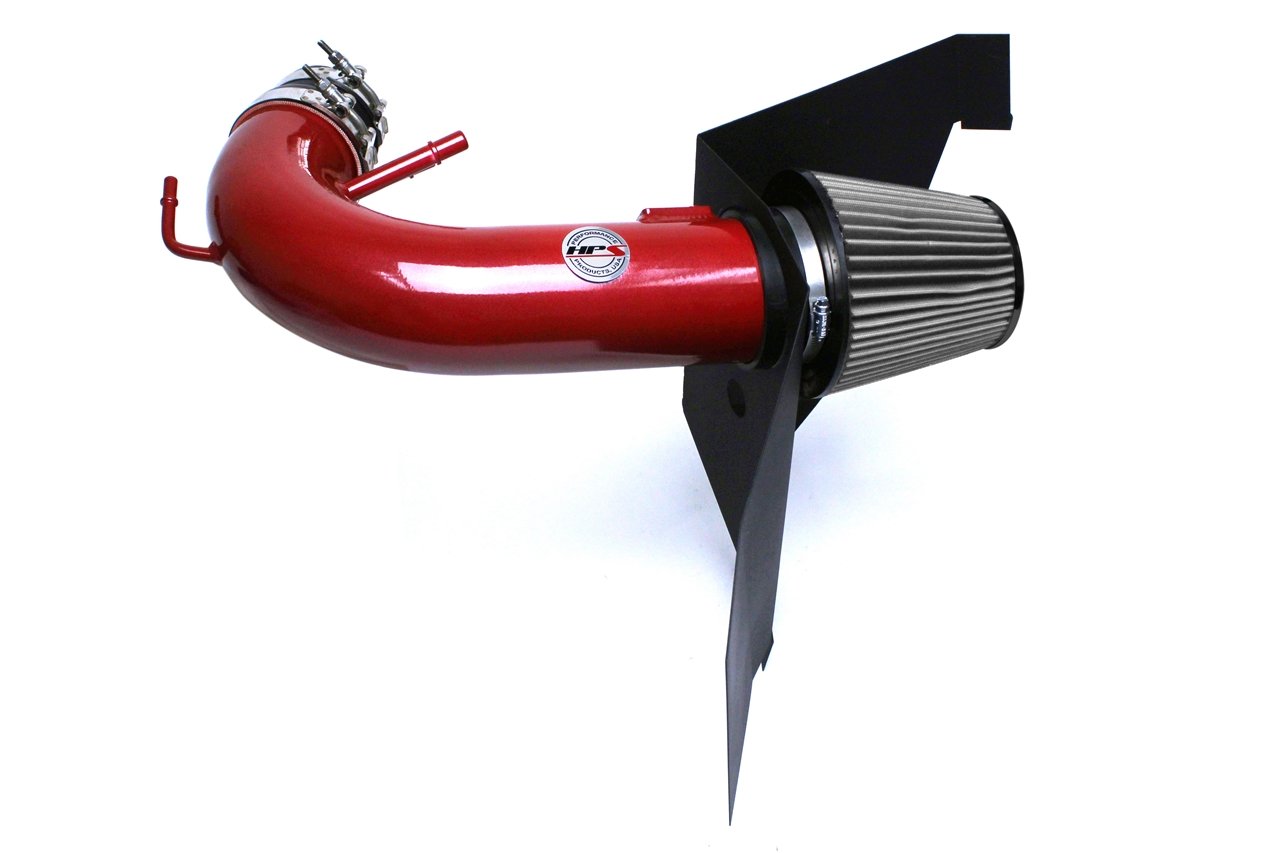 HPS Performance Shortram Air Intake Kit 2015-2017 Ford Mustang GT V8 5.0L, Includes Heat Shield, Red