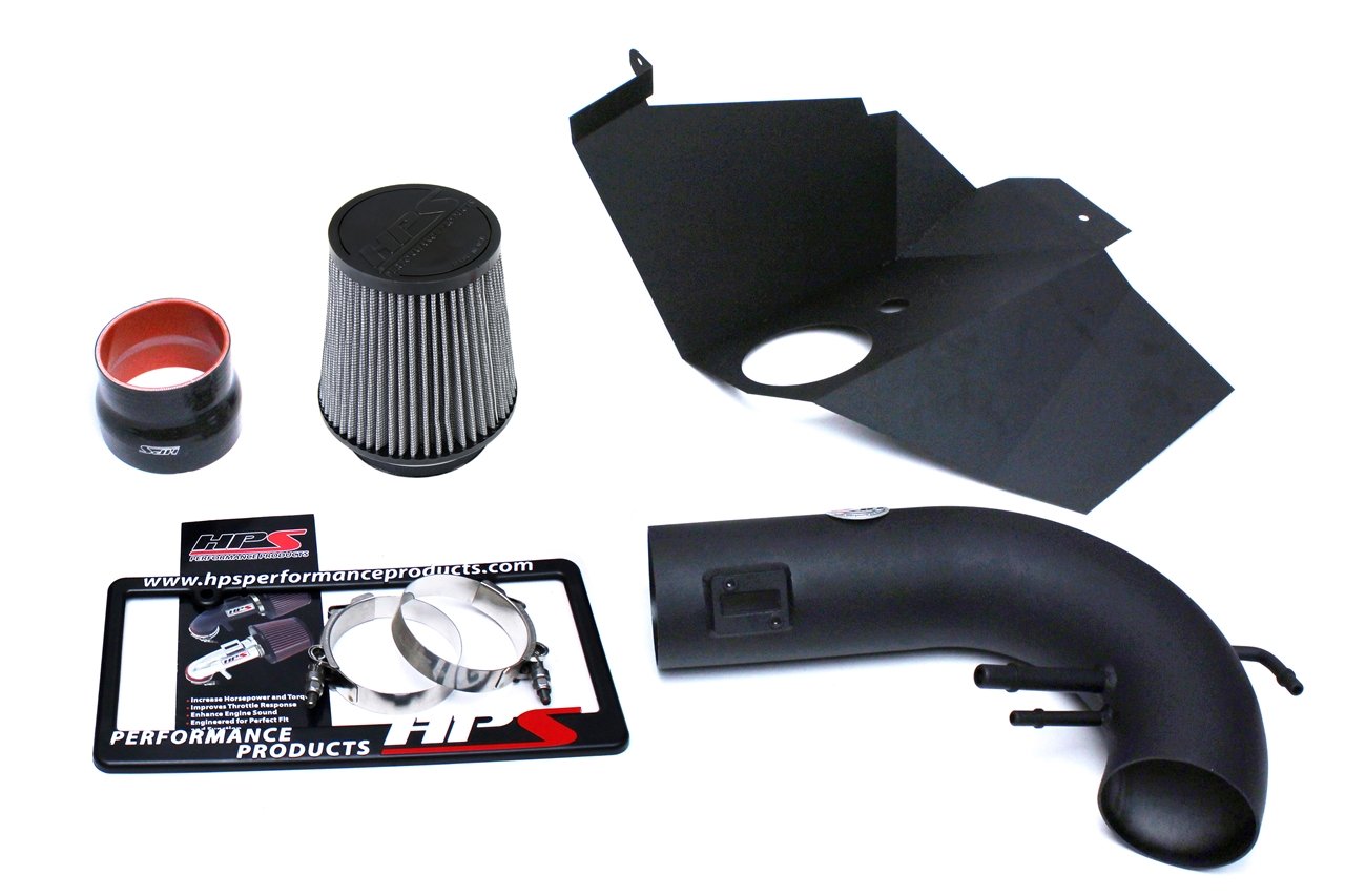 HPS Shortram Air Intake Kit 2015-2017 Ford Mustang GT V8 5.0L, Includes Heat Shield, Black