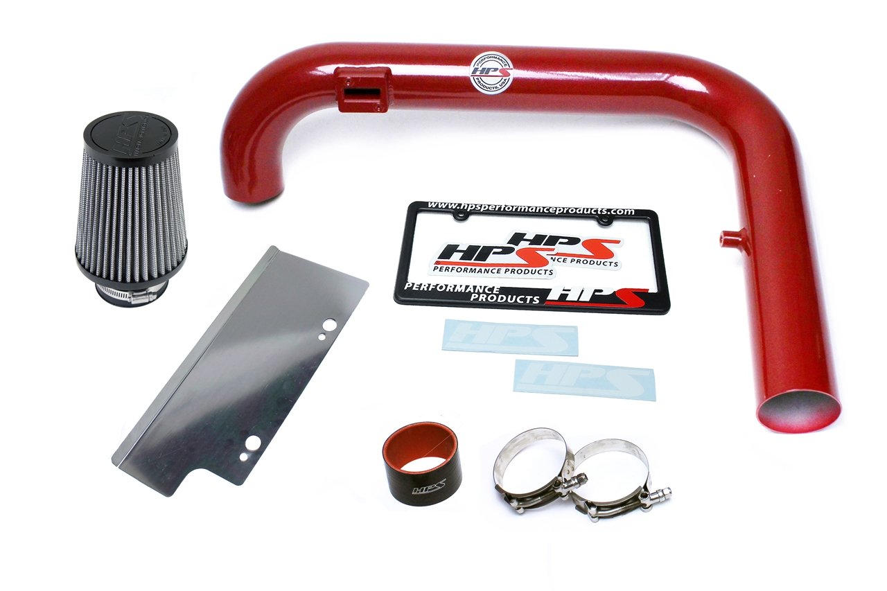 HPS Performance Shortram Air Intake Kit 2006-2008 Volkswagen EOS 2.0T Turbo FSI Auto Trans., Includes Heat Shield, Red