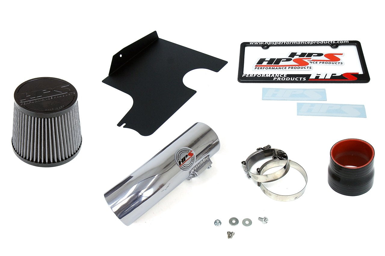 HPS Shortram Air Intake Kit 2008-2014 Subaru WRX 2.5L Turbo, Includes Heat Shield, Polish