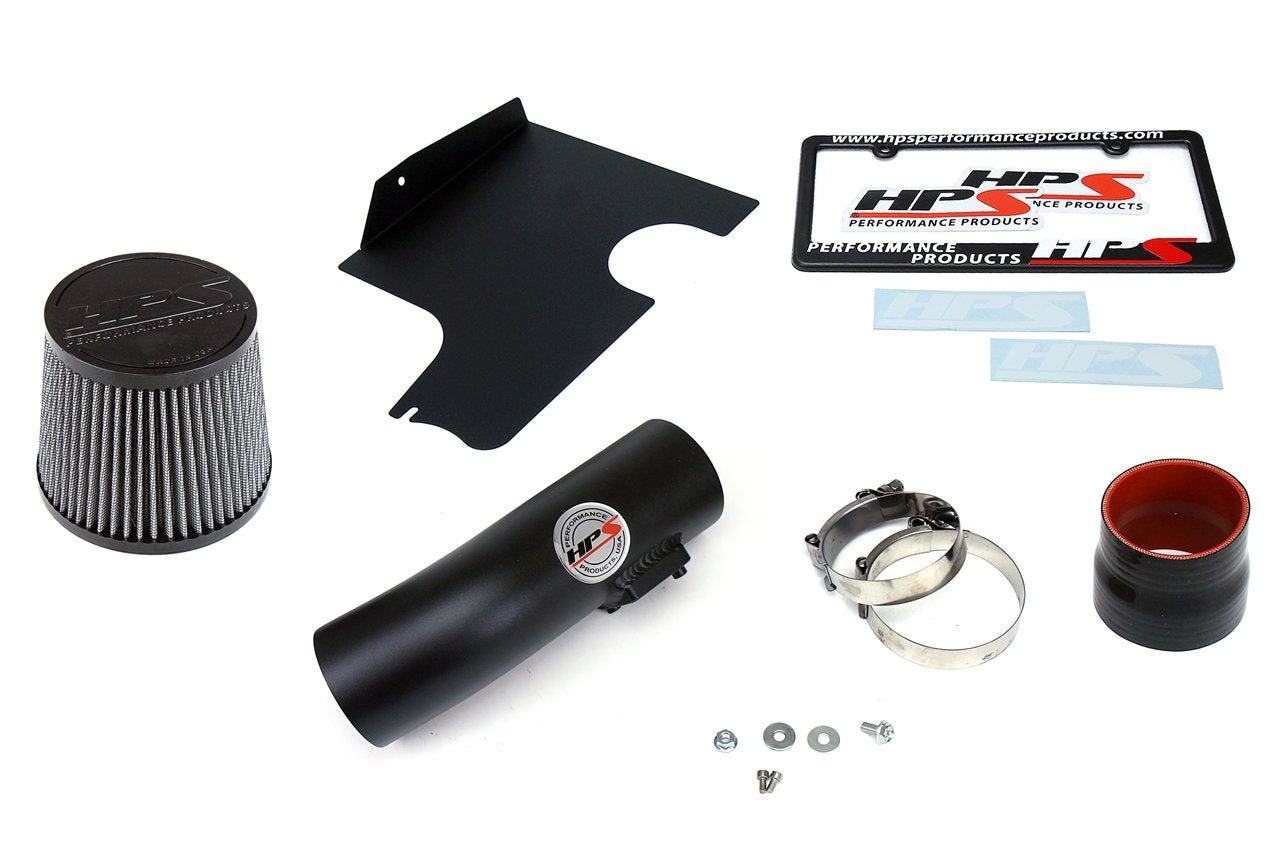 HPS Performance Shortram Air Intake Kit 2008-2014 Subaru WRX STI 2.5L Turbo, Includes Heat Shield, Black