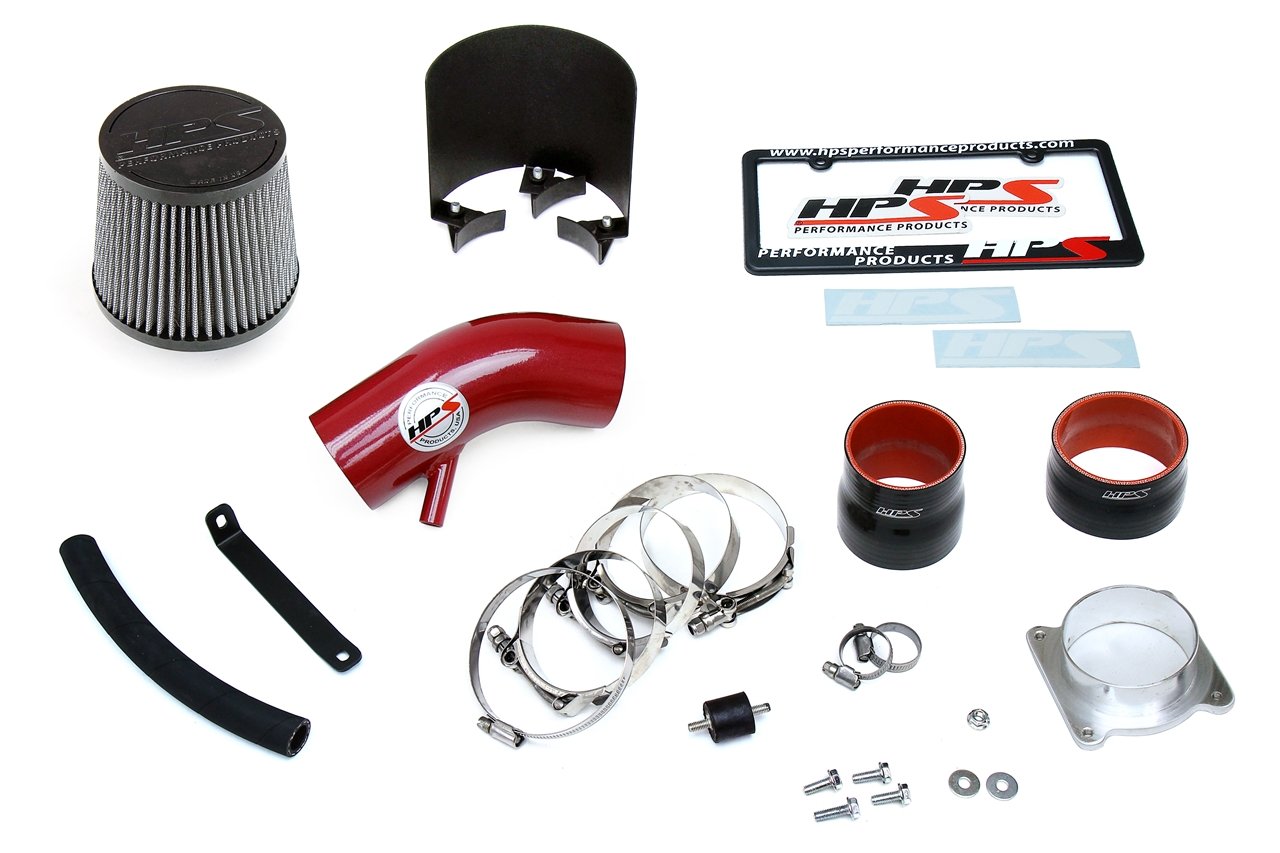 HPS Performance Shortram Air Intake Kit 2002-2006 Nissan Altima 2.5L 4Cyl, Includes Heat Shield, Red