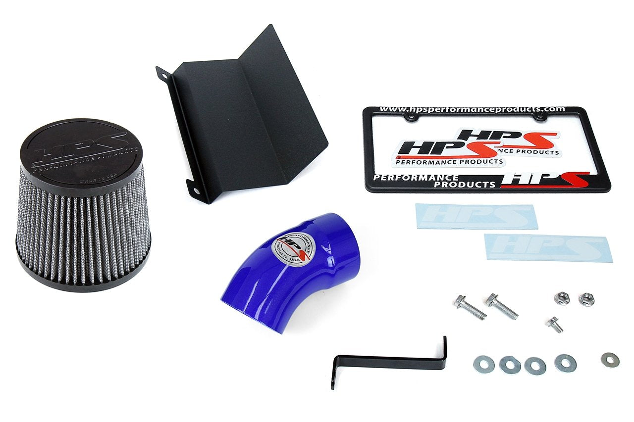 HPS Performance Shortram Air Intake Kit 2015-2017 Chrysler 200 2.4L without MAF sensor, Includes Heat Shield, Blue