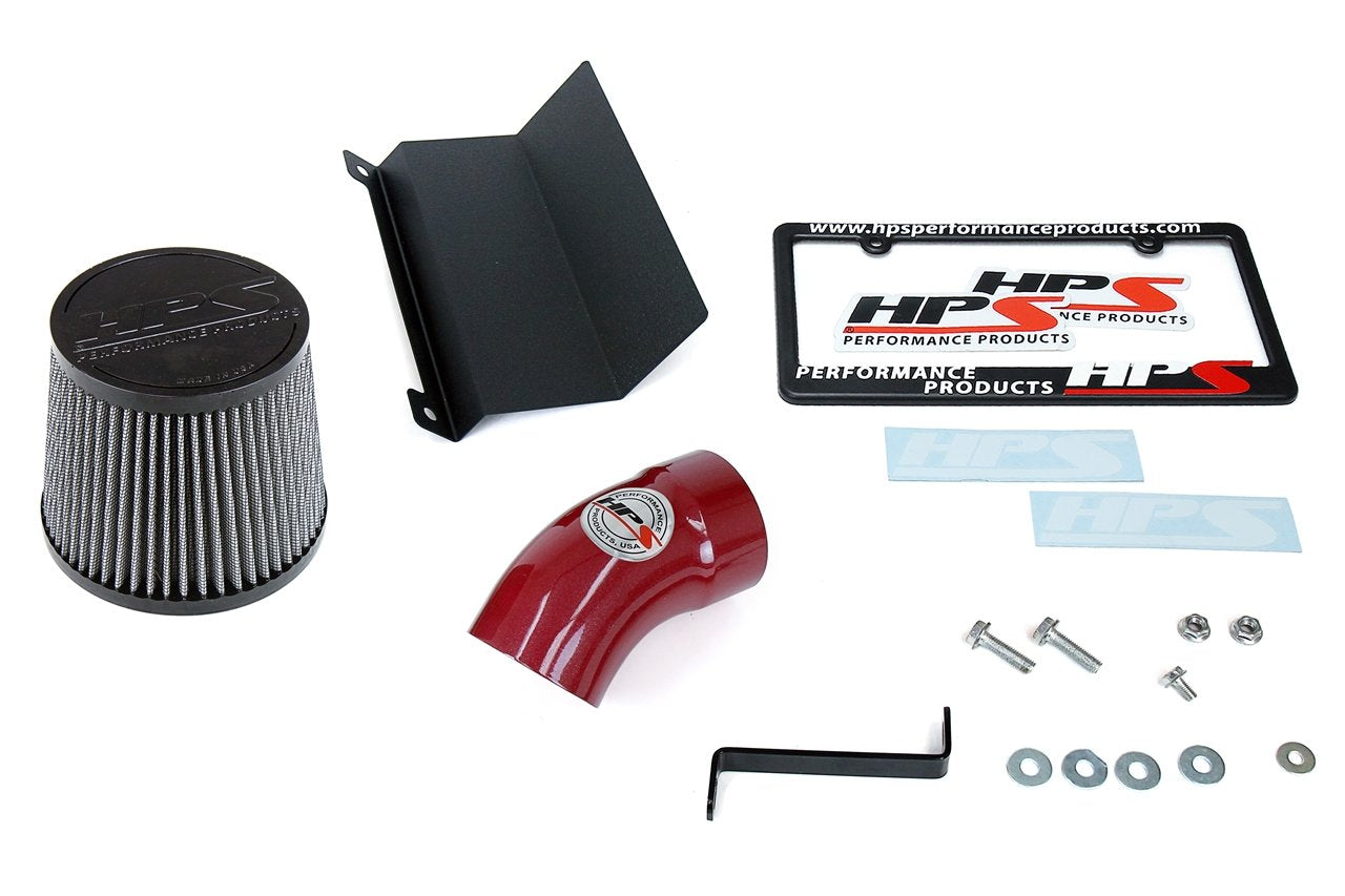 HPS Shortram Air Intake Kit 2015-2017 Chrysler 200 2.4L without MAF sensor, Includes Heat Shield, Red