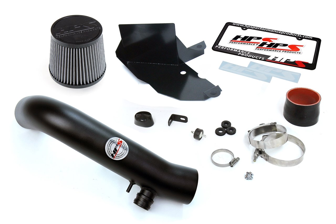 HPS Performance Shortram Air Intake Kit 2015-2017 Volkswagen GTI 2.0T TSI Turbo, Includes Heat Shield, Black