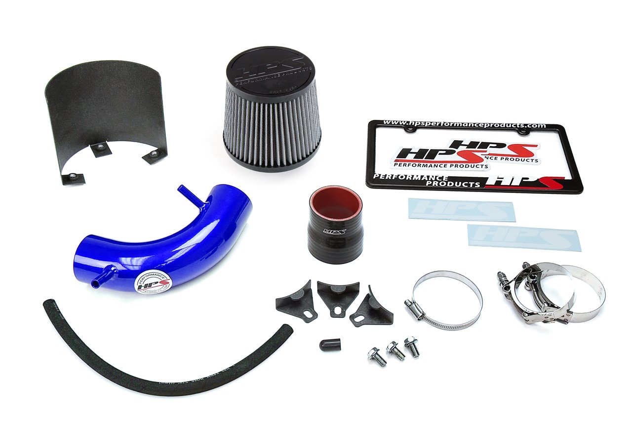 HPS Performance Shortram Air Intake Kit 2014-2015 Ford Fiesta 1.6L Non Turbo, Includes Heat Shield, Blue