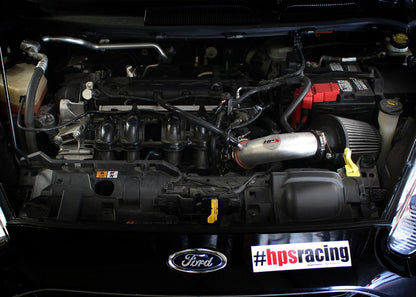 HPS Shortram Air Intake Kit 2014-2015 Ford Fiesta 1.6L Non Turbo, Includes Heat Shield, Polish