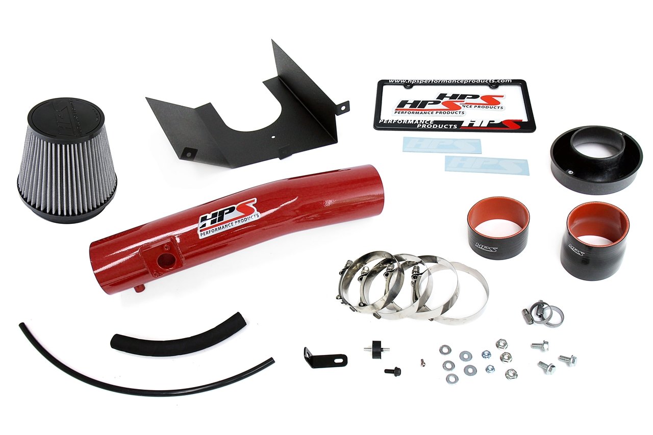 HPS Performance Shortram Air Intake Kit 2010-2014 Toyota FJ Cruiser 4.0L V6, Includes Heat Shield, Red