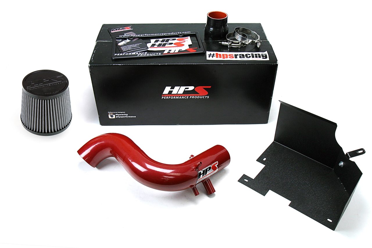 HPS Performance Shortram Air Intake Kit 2011-2015 Kia Optima 2.0L Turbo, Includes Heat Shield, Red