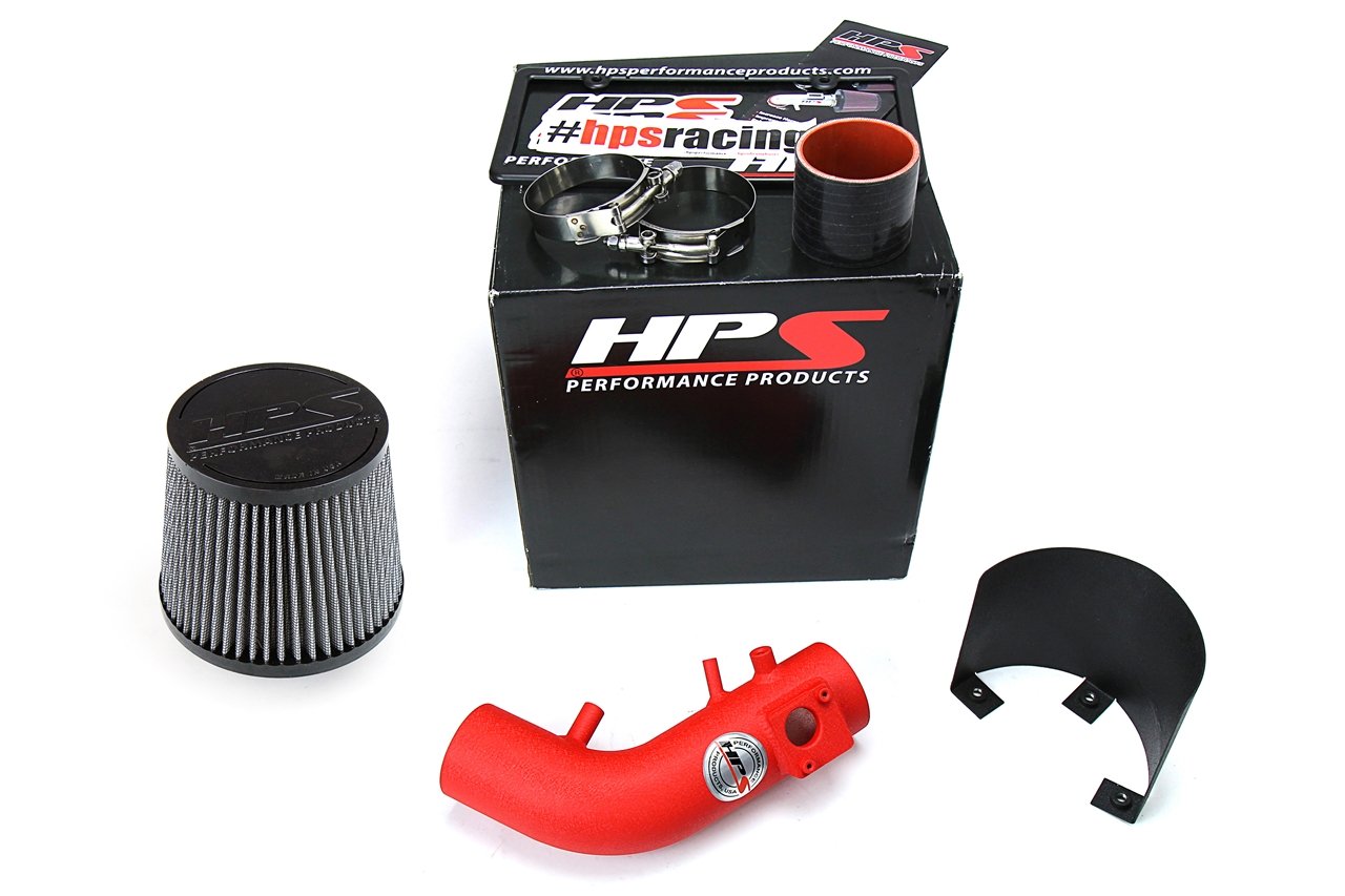 HPS Performance Shortram Air Intake Kit 2007-2009 Honda CR-V 2.4L, Includes Heat Shield, Wrinkle Red