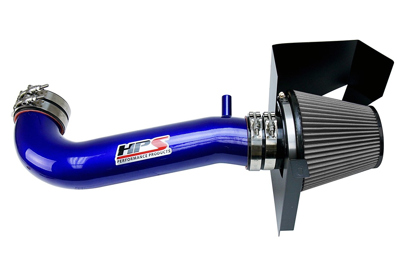 HPS Performance Shortram Air Intake Kit 2011-2017 Dodge Charger 5.7L V8 except Shaker Hood, Includes Heat Shield, Blue