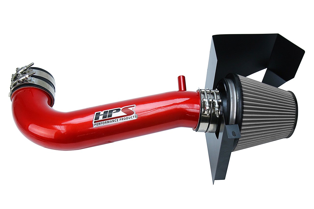 HPS Performance Shortram Air Intake Kit 2011-2017 Dodge Charger 5.7L V8 except Shaker Hood, Includes Heat Shield, Red