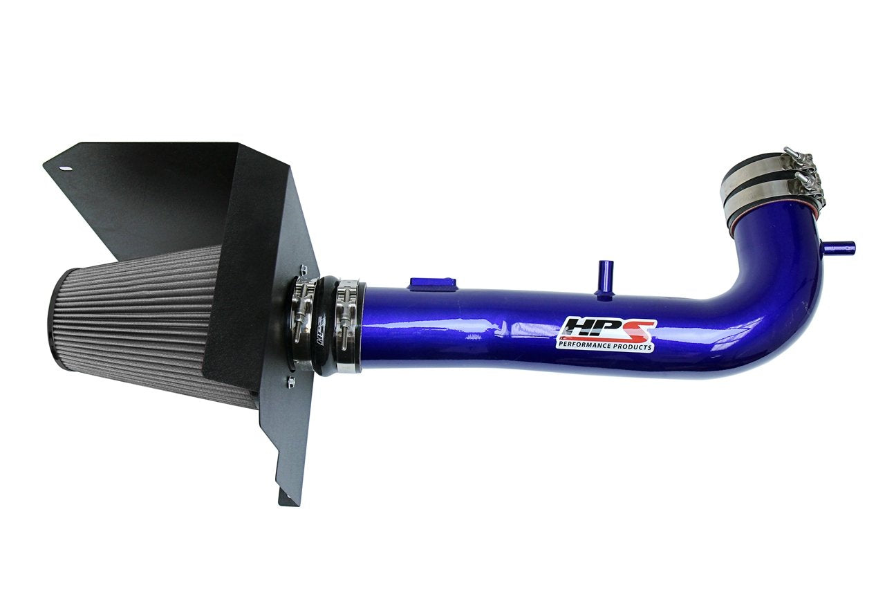 HPS Performance Shortram Air Intake Kit 2015-2018 Chevy Suburban 1500 5.3L V8, Includes Heat Shield, Blue