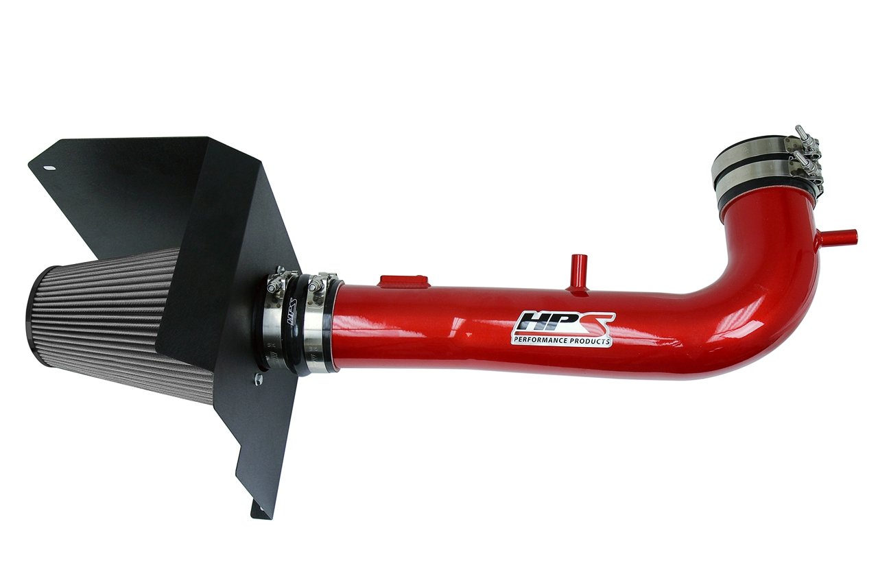 HPS Performance Shortram Air Intake Kit 2015-2018 Chevy Suburban 1500 5.3L V8, Includes Heat Shield, Red