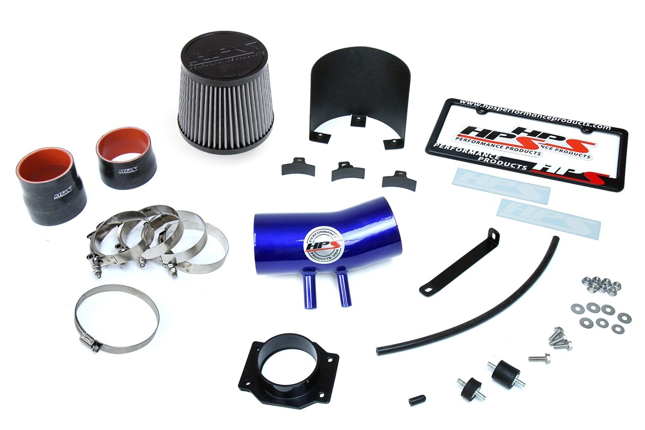 HPS Performance Shortram Air Intake Kit 1999-2004 Nissan Frontier 3.3L V6 Non Supercharged, Includes Heat Shield, Blue