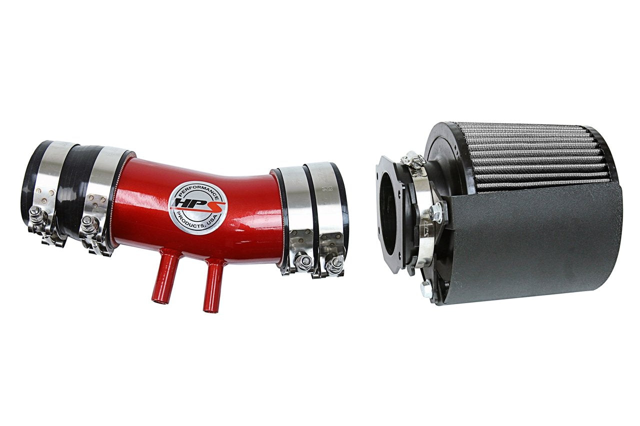 HPS Performance Shortram Air Intake Kit 1999-2004 Nissan Frontier 3.3L V6 Non Supercharged, Includes Heat Shield, Red