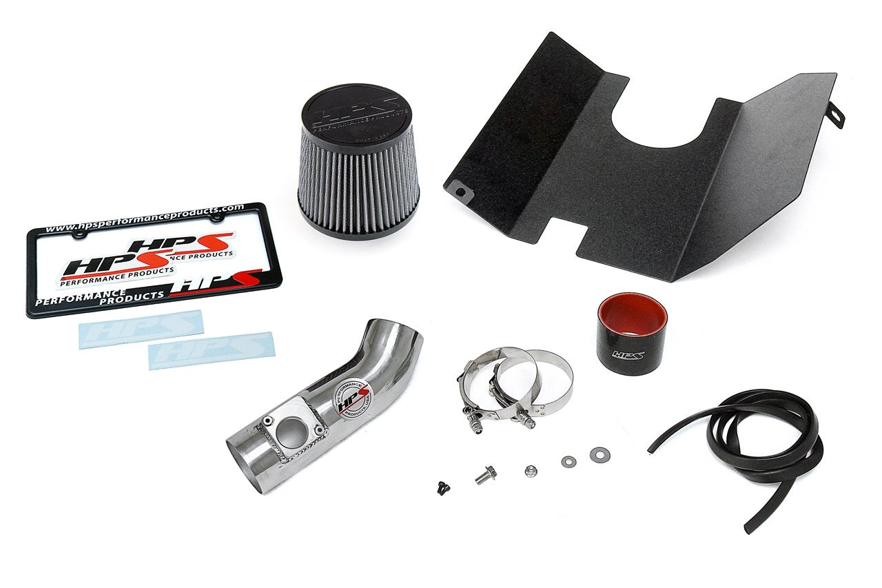 HPS Performance Shortram Air Intake Kit 2002-2005 Subaru Impreza WRX 2.0L Turbo, Includes Heat Shield, Polish