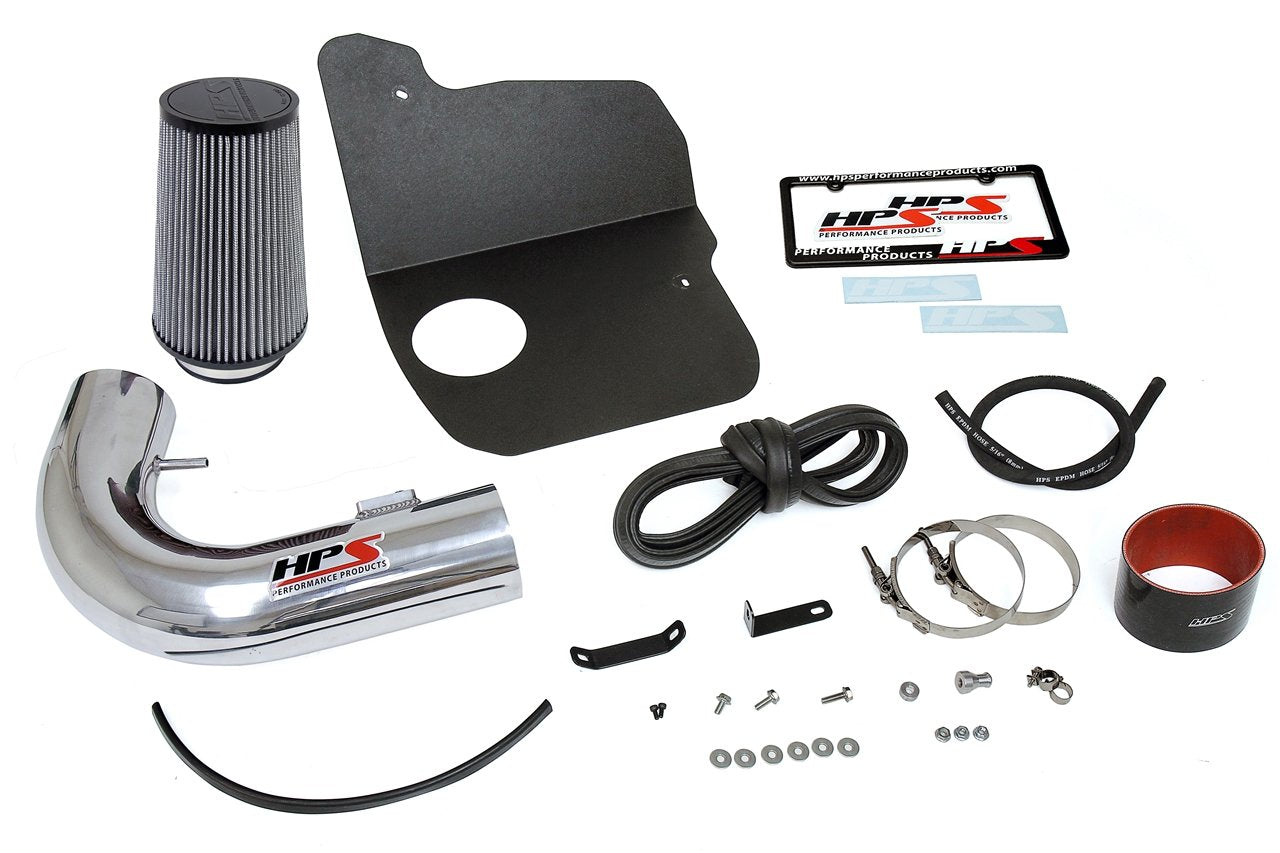 HPS Shortram Air Intake Kit 2010-2015 Chevy Camaro SS 6.2L V8, Includes Heat Shield, Polish