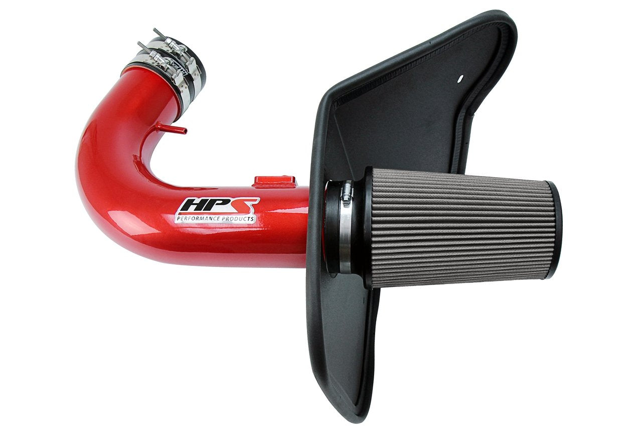 HPS Performance Shortram Air Intake Kit 2010-2015 Chevy Camaro SS 6.2L V8, Includes Heat Shield, Red