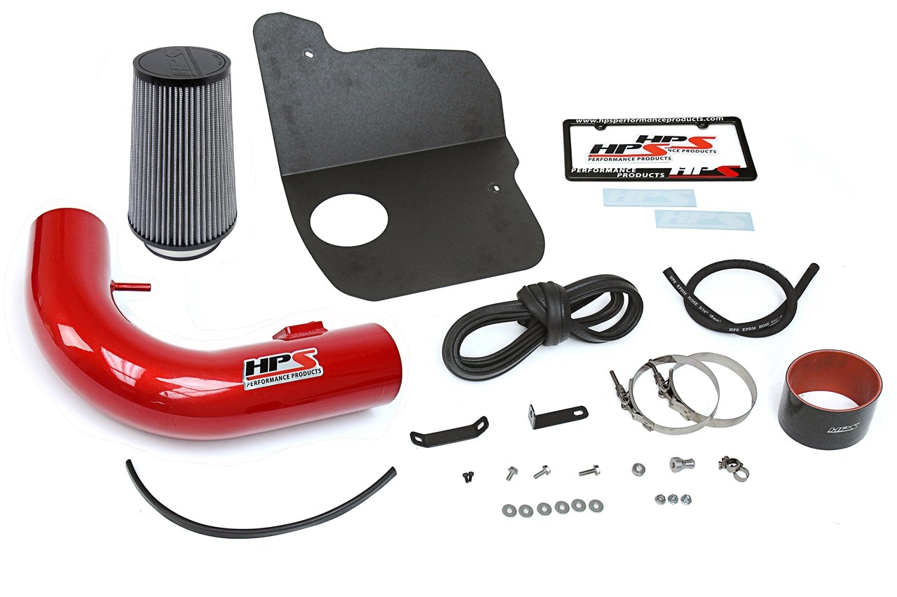 HPS Performance Shortram Air Intake Kit 2010-2015 Chevy Camaro SS 6.2L V8, Includes Heat Shield, Red