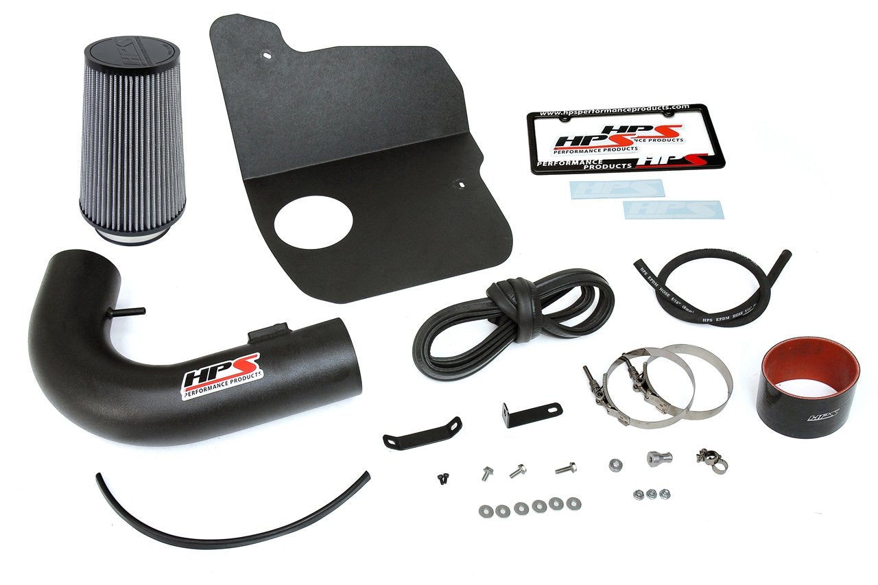 HPS Shortram Air Intake Kit 2010-2015 Chevy Camaro SS 6.2L V8, Includes Heat Shield, Black