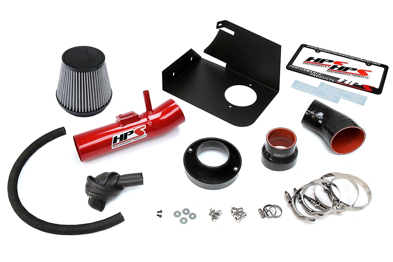 HPS Performance Shortram Air Intake Kit 2004-2011 Ford Ranger 4.0L V6, Includes Heat Shield, Red