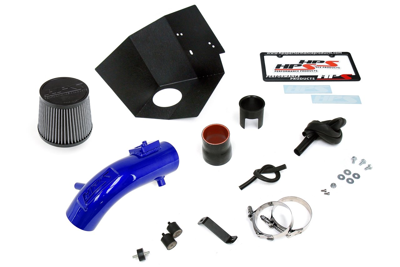 HPS Performance Shortram Air Intake Kit 2009-2019 Toyota Corolla 1.8L, Includes Heat Shield, Blue