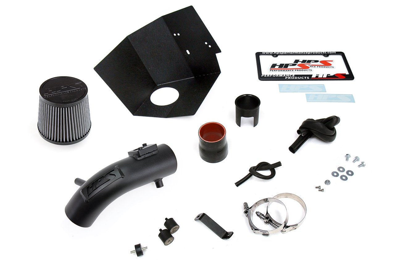 HPS Performance Shortram Air Intake Kit 2009-2019 Toyota Corolla 1.8L, Includes Heat Shield, Black