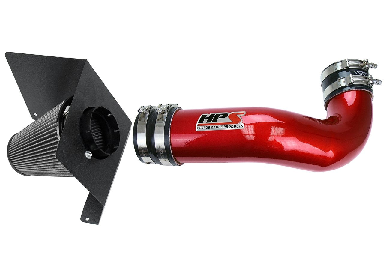 HPS Performance Shortram Air Intake Kit 2007-2008 GMC Yukon 4.8L 5.3L 6.0L 6.2L V8, Includes Heat Shield, Red