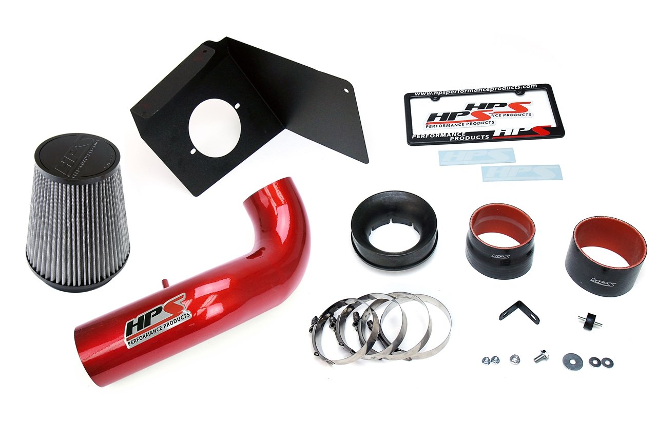 HPS Performance Shortram Air Intake Kit 2007-2008 Cadillac Escalade 6.2L V8, Includes Heat Shield, Red