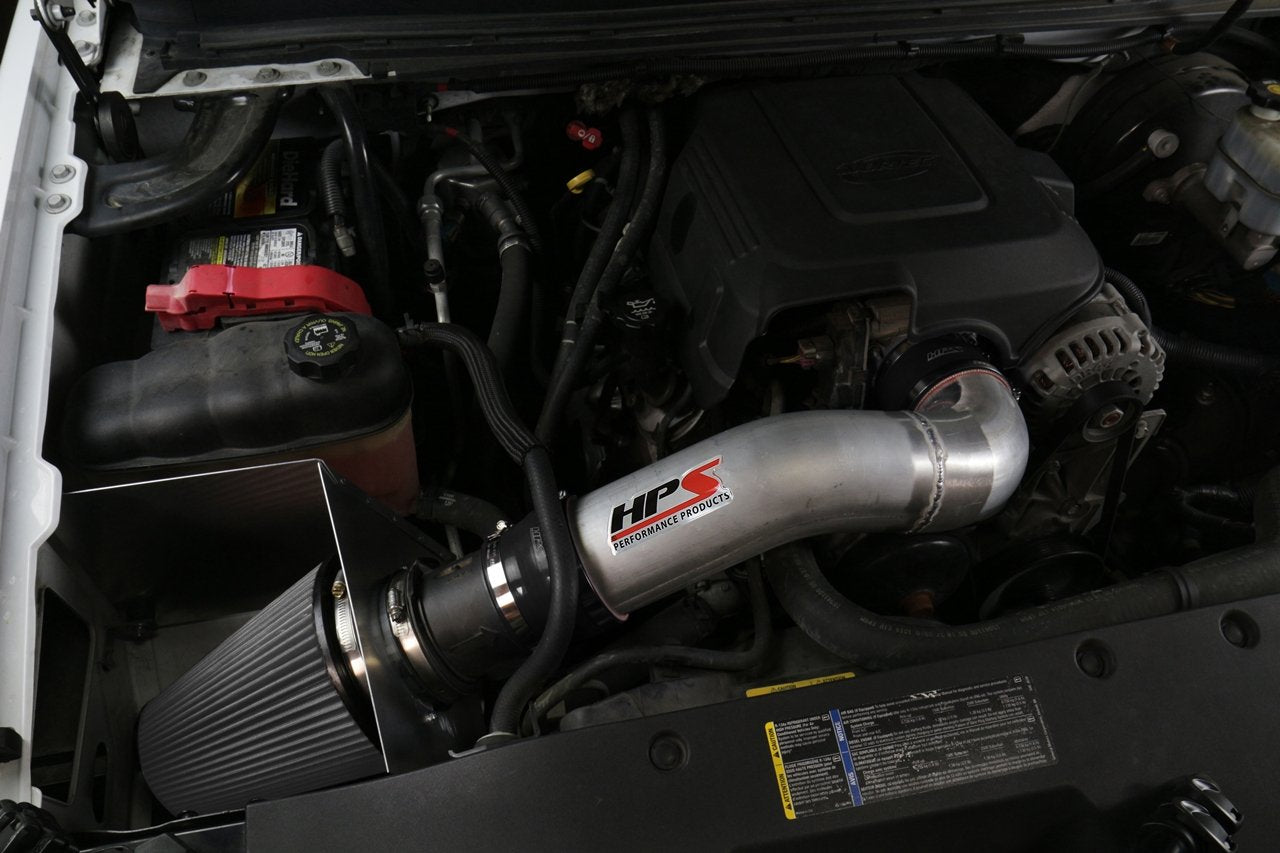 HPS Shortram Air Intake Kit 2007-2008 Chevy Silverado 1500 4.8L 5.3L 6.0L V8, Includes Heat Shield, Black