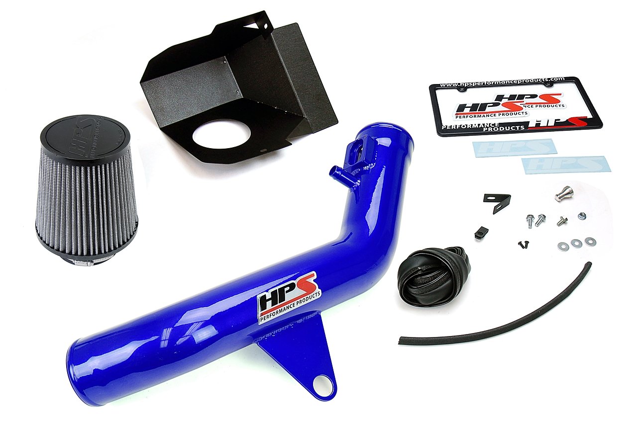 HPS Performance Shortram Air Intake Kit 2016-2018 BMW M2 F87 3.0L Turbo N55, Includes Heat Shield, Blue