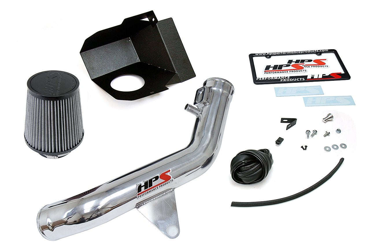 HPS Performance Shortram Air Intake Kit 2012-2016 BMW M135i M135ix F20 F21 3.0L Turbo N55, Includes Heat Shield, Polish