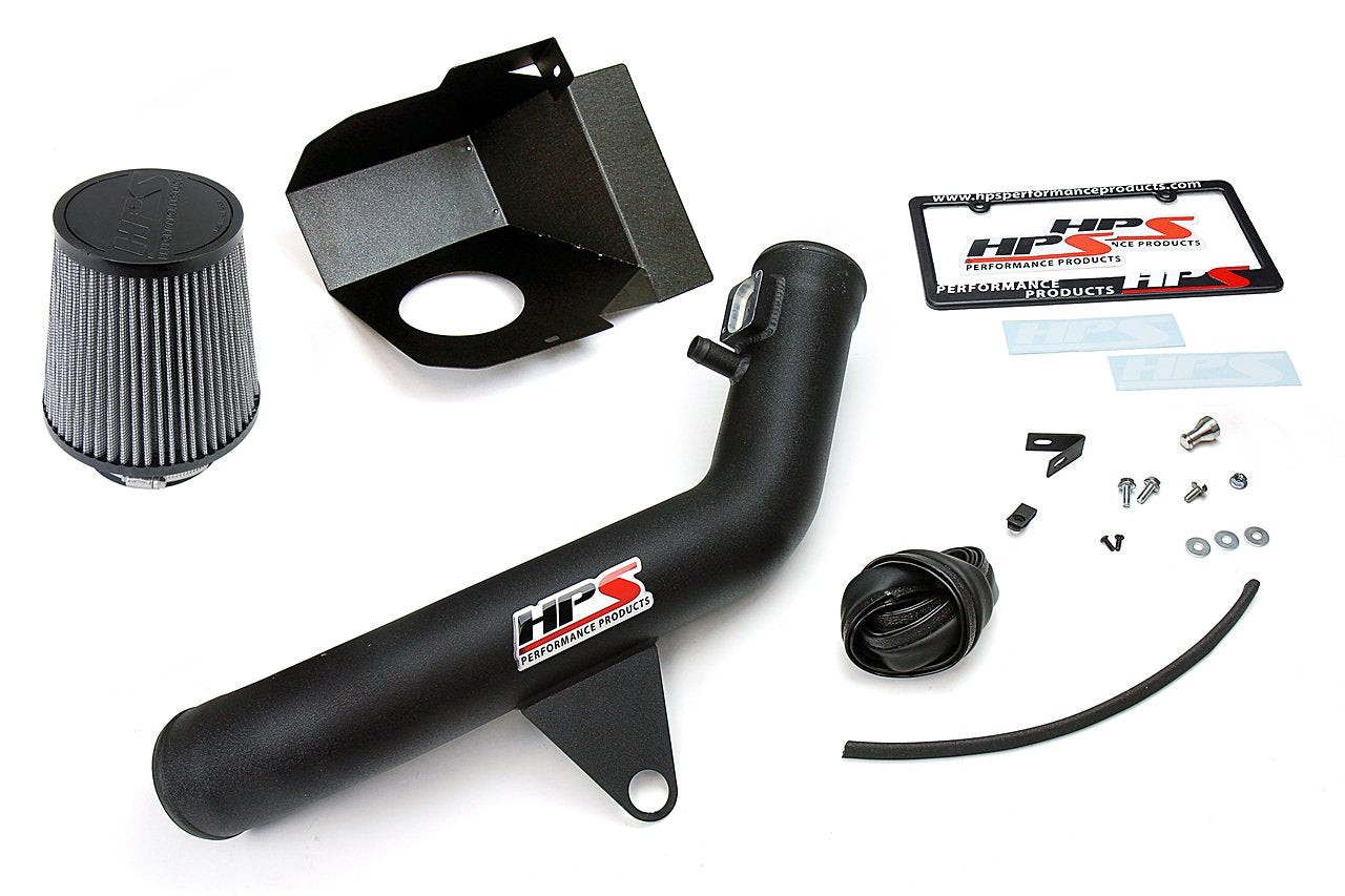 HPS Performance Shortram Air Intake Kit 2016-2018 BMW M2 F87 3.0L Turbo N55, Includes Heat Shield, Black