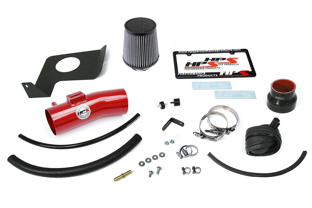 HPS Performance Shortram Air Intake Kit 2013-2017 Honda Accord 3.5L V6, Includes Heat Shield, Red