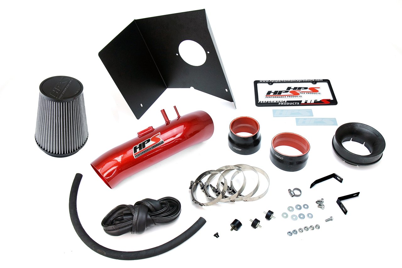 HPS Performance Shortram Air Intake Kit 2012-2019 Toyota Tundra 5.7L V8, Includes Heat Shield, Red