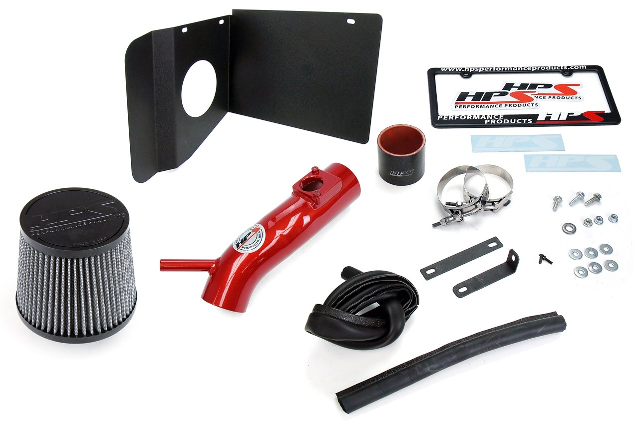 HPS Performance Shortram Air Intake Kit 2018-2019 Toyota C-HR 2.0L, Includes Heat Shield, Red