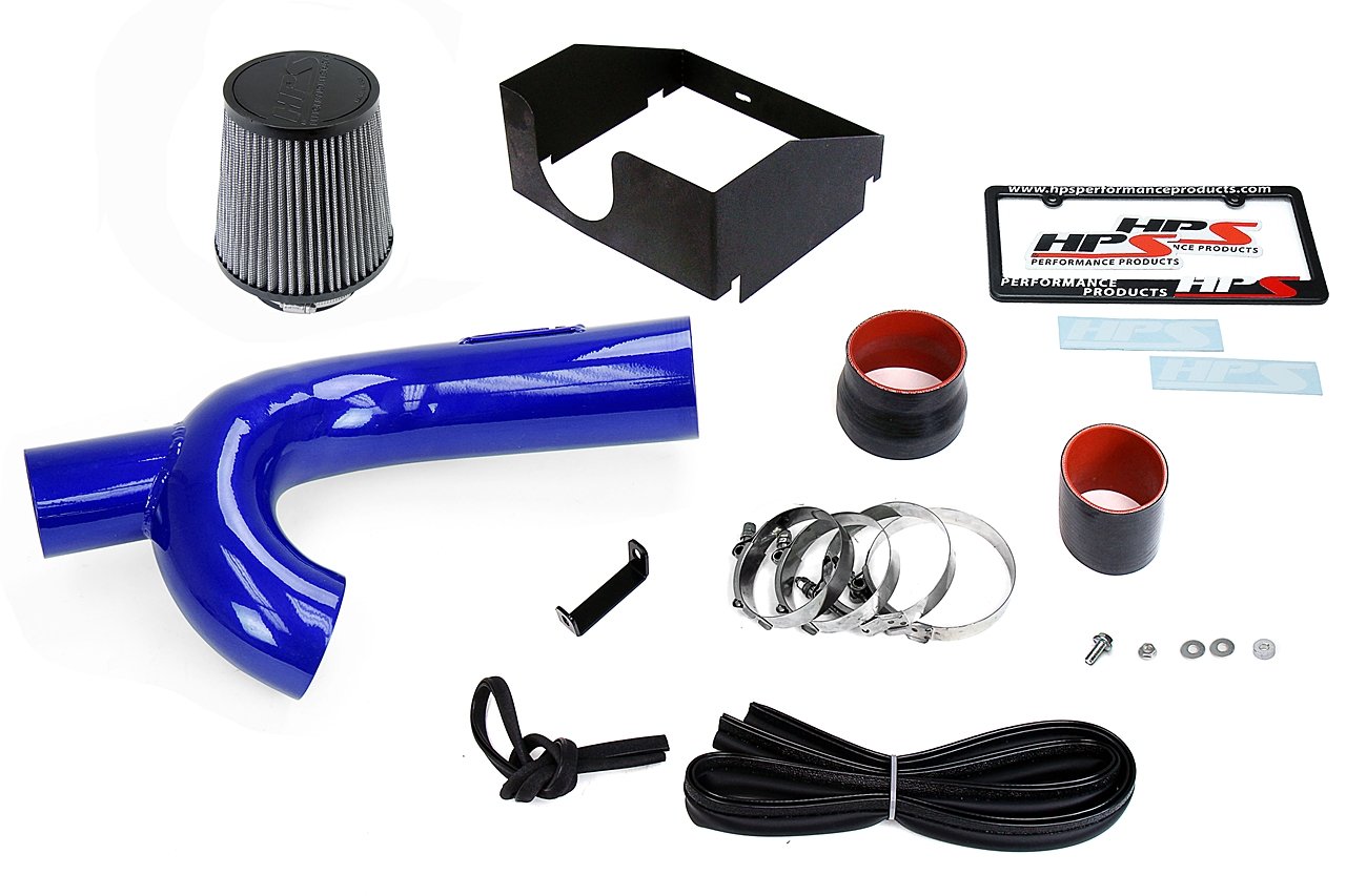 HPS Performance Shortram Air Intake Kit 2015-2016 Ford F150 3.5L Ecoboost Turbo, Includes Heat Shield, Blue