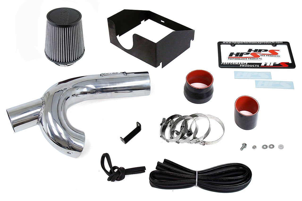 HPS Shortram Air Intake Kit 2015-2016 Ford F150 3.5L Ecoboost Turbo, Includes Heat Shield, Polish