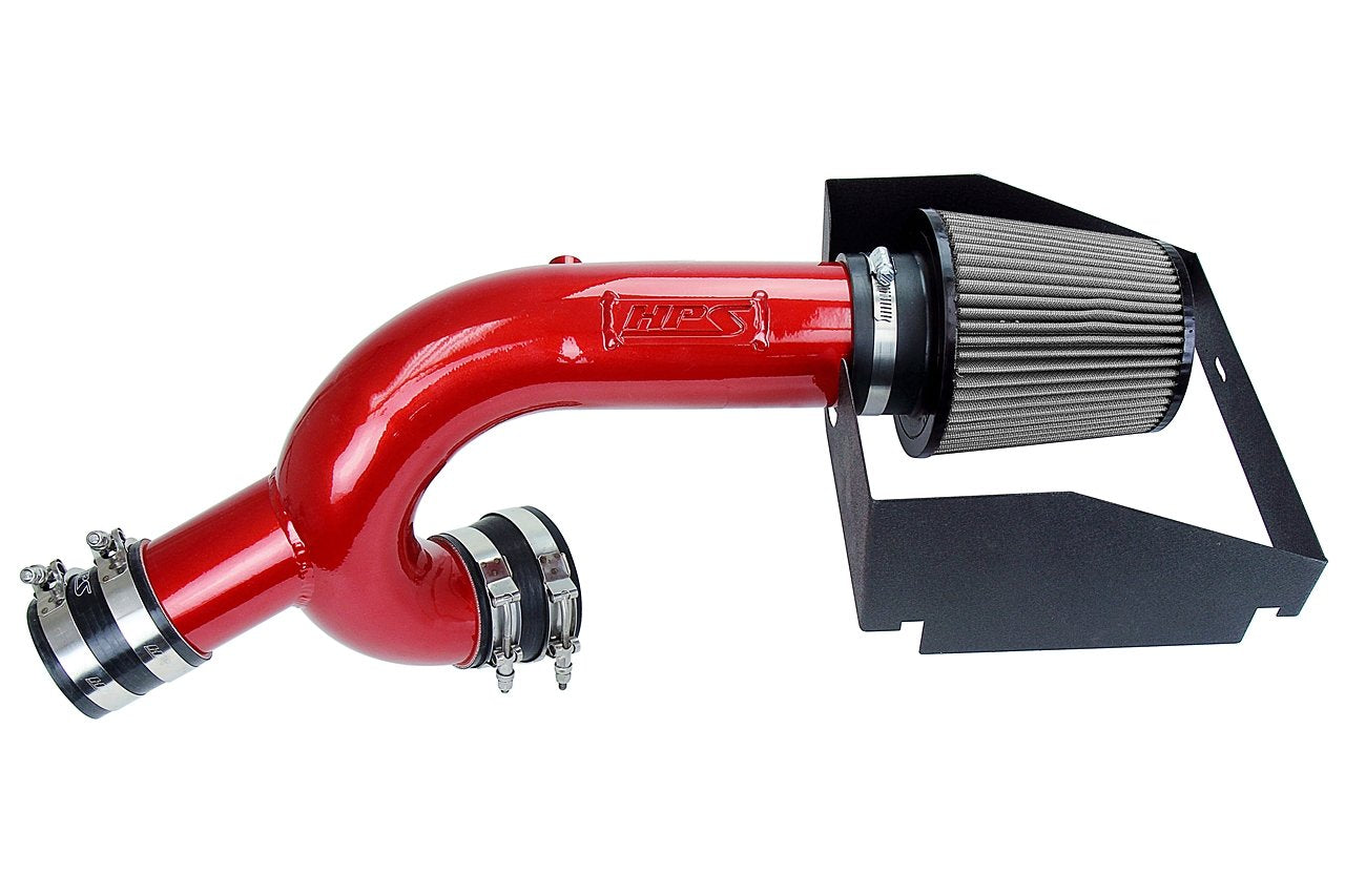 HPS Performance Shortram Air Intake Kit 2015-2016 Ford F150 3.5L Ecoboost Turbo, Includes Heat Shield, Red