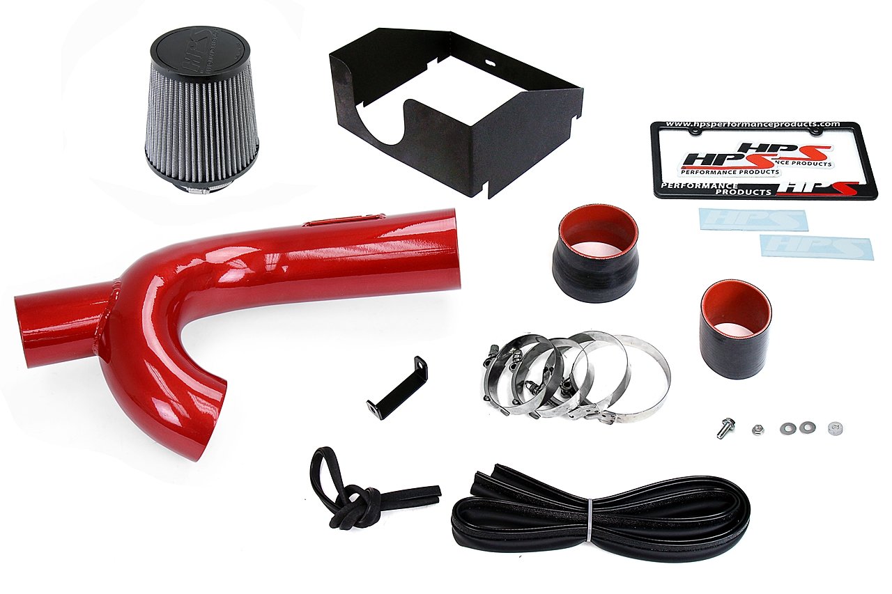 HPS Performance Shortram Air Intake Kit 2015-2016 Ford F150 3.5L Ecoboost Turbo, Includes Heat Shield, Red