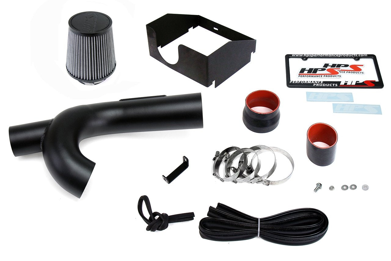 HPS Performance Shortram Air Intake Kit 2015-2016 Ford F150 3.5L Ecoboost Turbo, Includes Heat Shield, Black