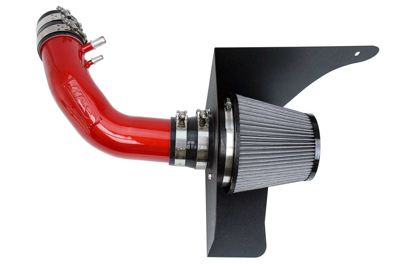 HPS Performance Shortram Air Intake Kit 2015-2017 Ford Mustang 3.7L V6, Includes Heat Shield, Red