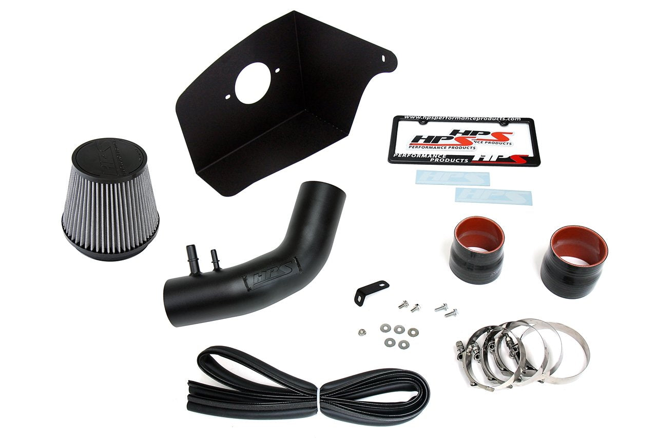 HPS Performance Shortram Air Intake Kit 2015-2017 Ford Mustang 3.7L V6, Includes Heat Shield, Black