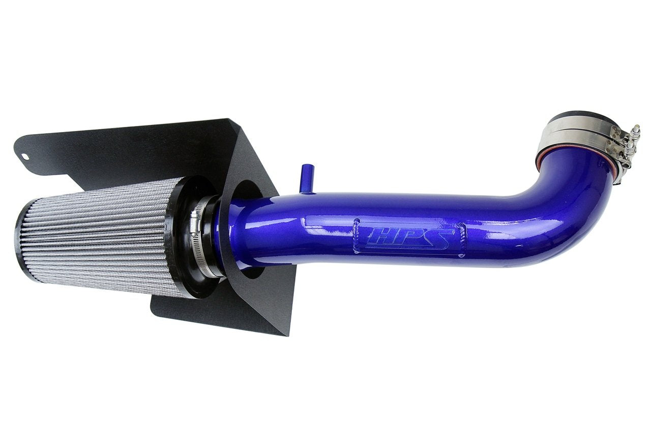 HPS Performance Shortram Air Intake Kit 2012-2018 Jeep Wrangler JK 3.6L V6, Includes Heat Shield, Blue