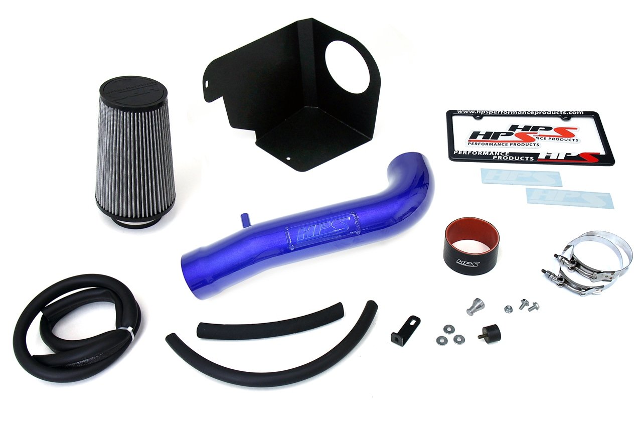 HPS Performance Shortram Air Intake Kit 2012-2018 Jeep Wrangler JK 3.6L V6, Includes Heat Shield, Blue