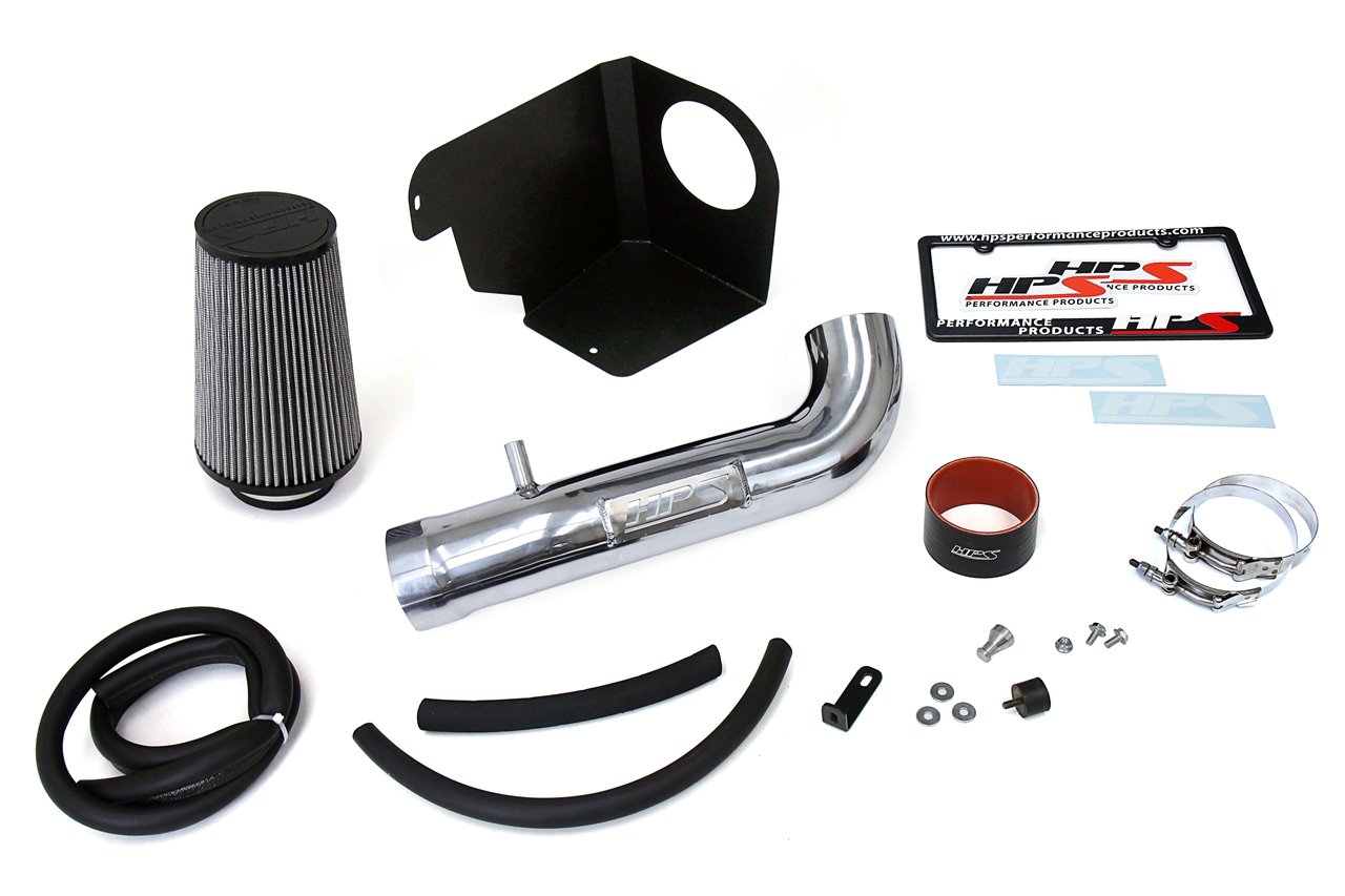 HPS Shortram Air Intake Kit 2012-2018 Jeep Wrangler JK 3.6L V6, Includes Heat Shield, Polish