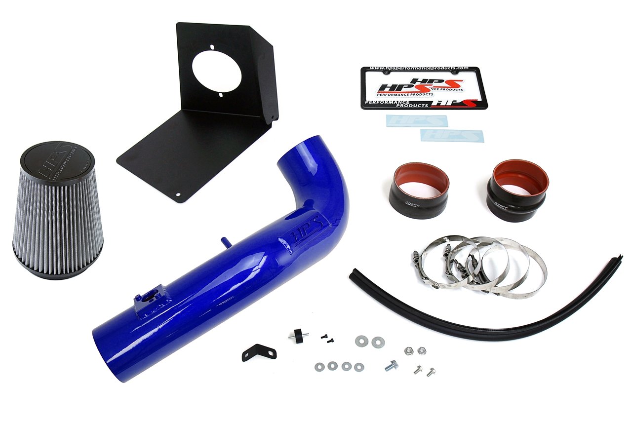 HPS Performance Shortram Air Intake Kit 2009-2014 GMC Yukon 4.8L 5.3L 6.2L V8, Includes Heat Shield, Blue